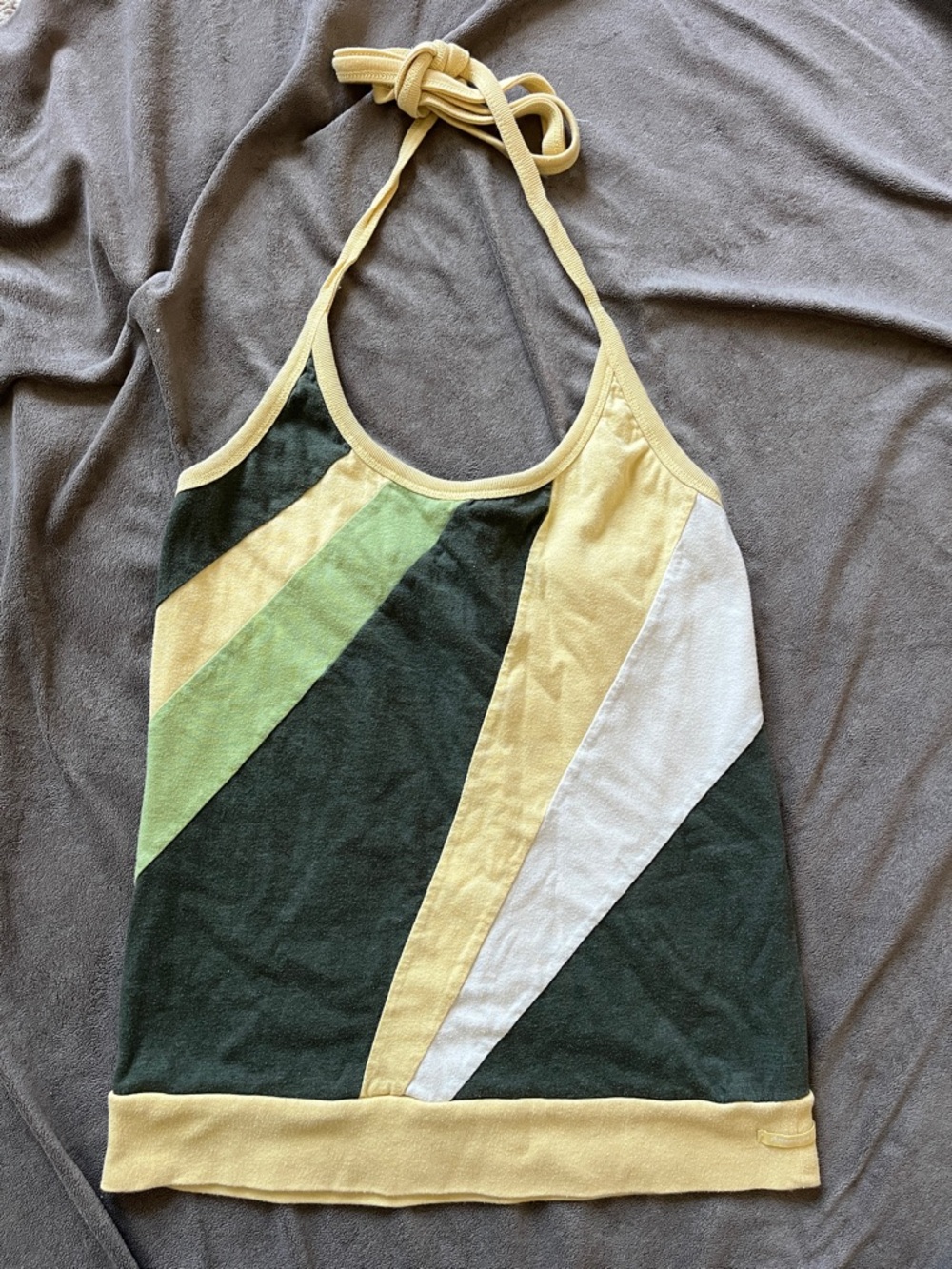 Women’s Colorblock Halter Tank Top in Yellow, Green, White